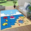 Mr. Men and Little Miss2 Flannel Pattern Square Carpet,Area Rug,Carpet Rug for Living Room Bedroom Sofa Playroom Decor,Non-slip Floor Mat