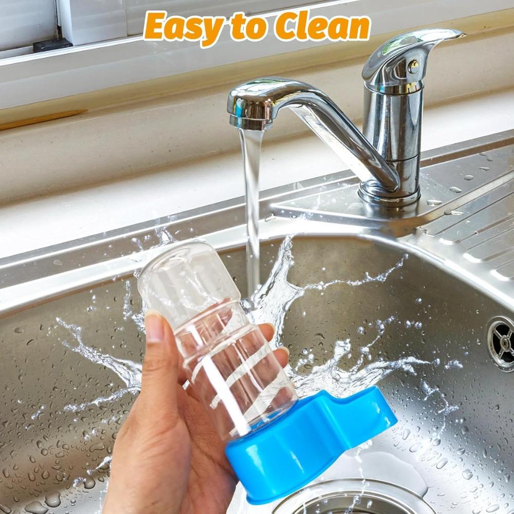 2 Pack Automatic Bird Water Dispenser Splash Proof Gravity Feeder for Cages with Suction Cups, Blue and White