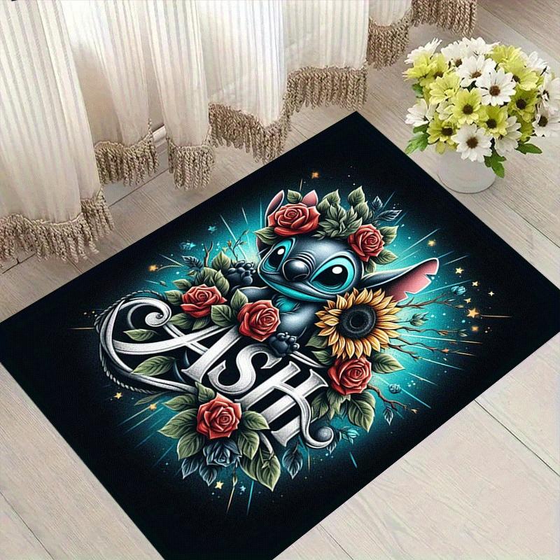 

1pc Cute Stitch Pattern Area Rug Soft Flannel Floor Mat for Living Room,Office,Bedroom and Carpet,Sofa Coffee Table Floor Mat 60cm by 90cm