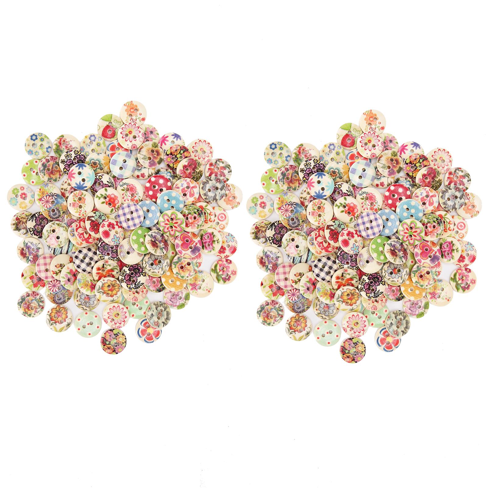 

200Pcs Wooden Sewing Buttons 15mm with Assorted Colors for Crafts Making Clothing Sewing