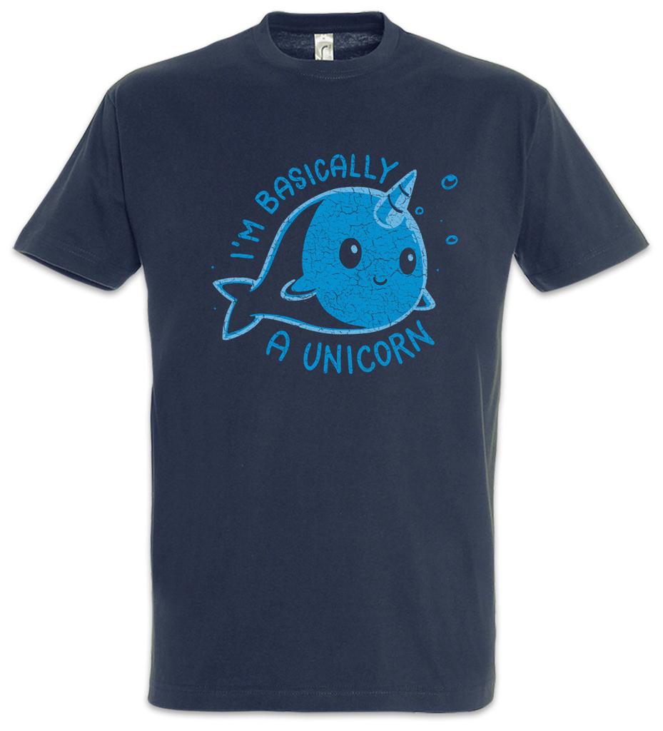 Eu Sou Basicamente Um Unicórnio Camiseta Baleia Narval Chifre Divertido Arco-Íris Fadas
