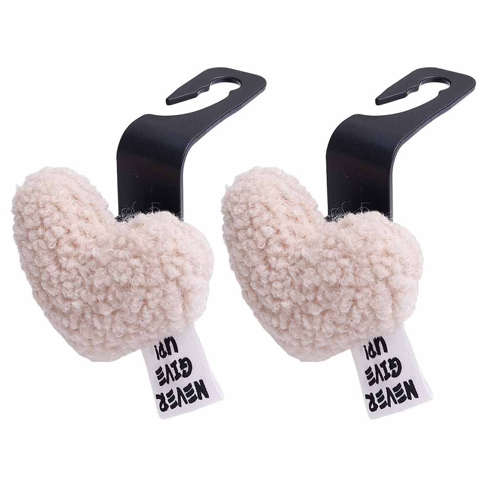 2/1pcs Car Seat Back Hooks Plush Love Heart Car Hook Multifunctional Auto Seat Headrest Hanging Storage Hook Handbag Hooks