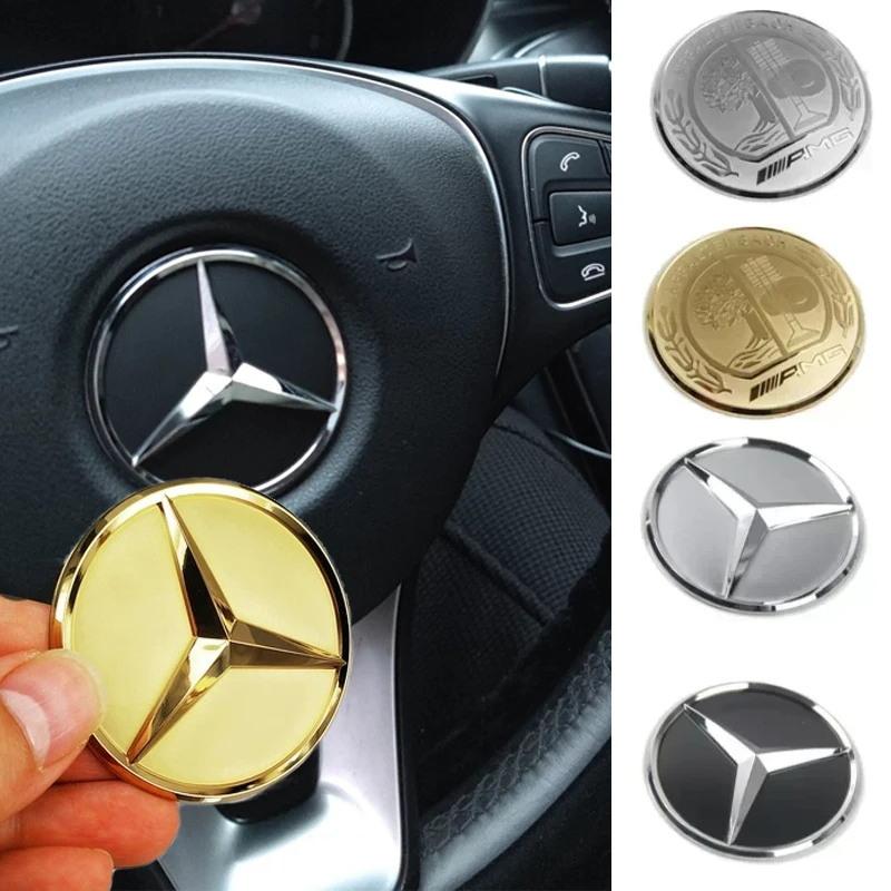 WVQ5 52/57mm Car Logo for Mercedes Benz W124 W176 A B C D M S R G Class GLA GLB W204 W212 GLK Steering Wheel Center Emblem Sticker