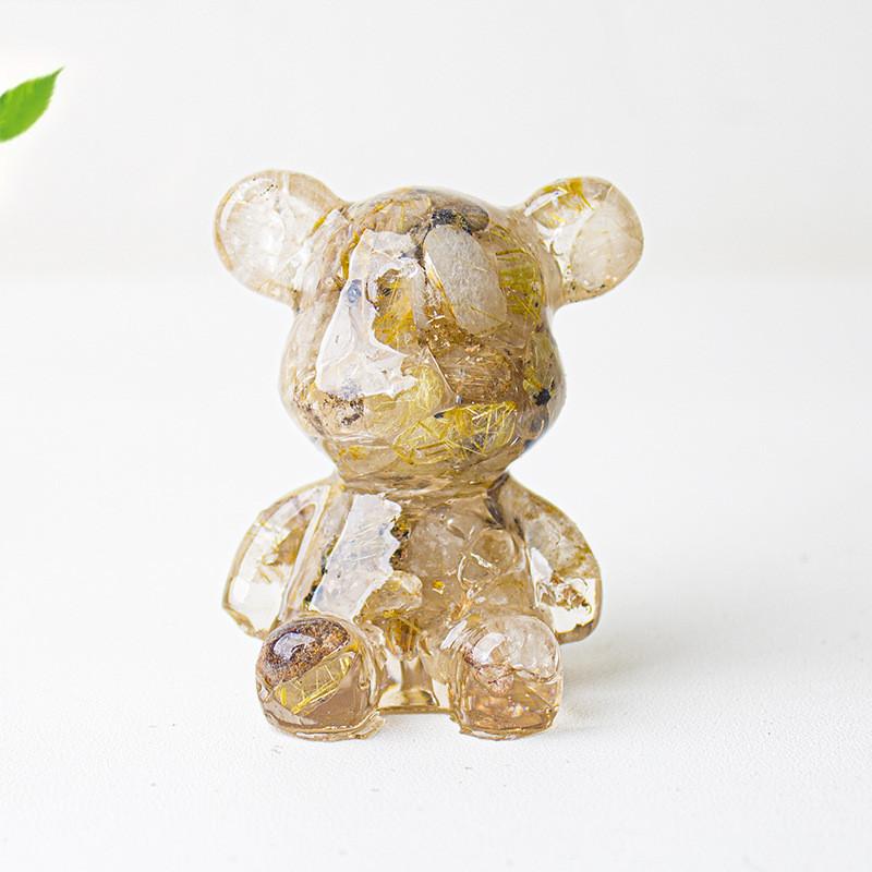 Crystal Resin Bear Sitting Figurine For Home Office Decor Gift For Friends