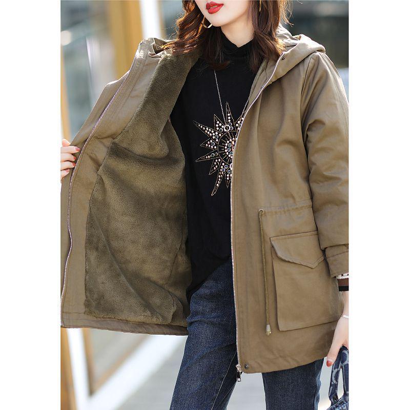 

Женская парка 2023 года: Стильное, теплое хлопковое пальто с капюшоном и бархатной подкладкой кофейный