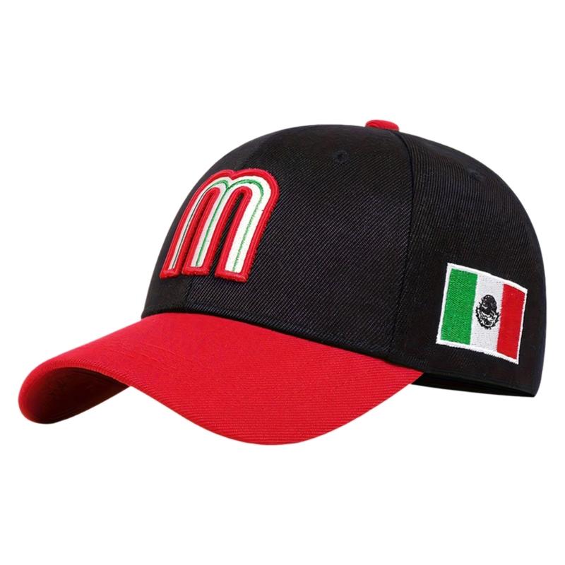 Mexico M Letter Embroidered Baseball Cap Adjustable Cotton Polyester Blend Sunhat For Men Women Kids