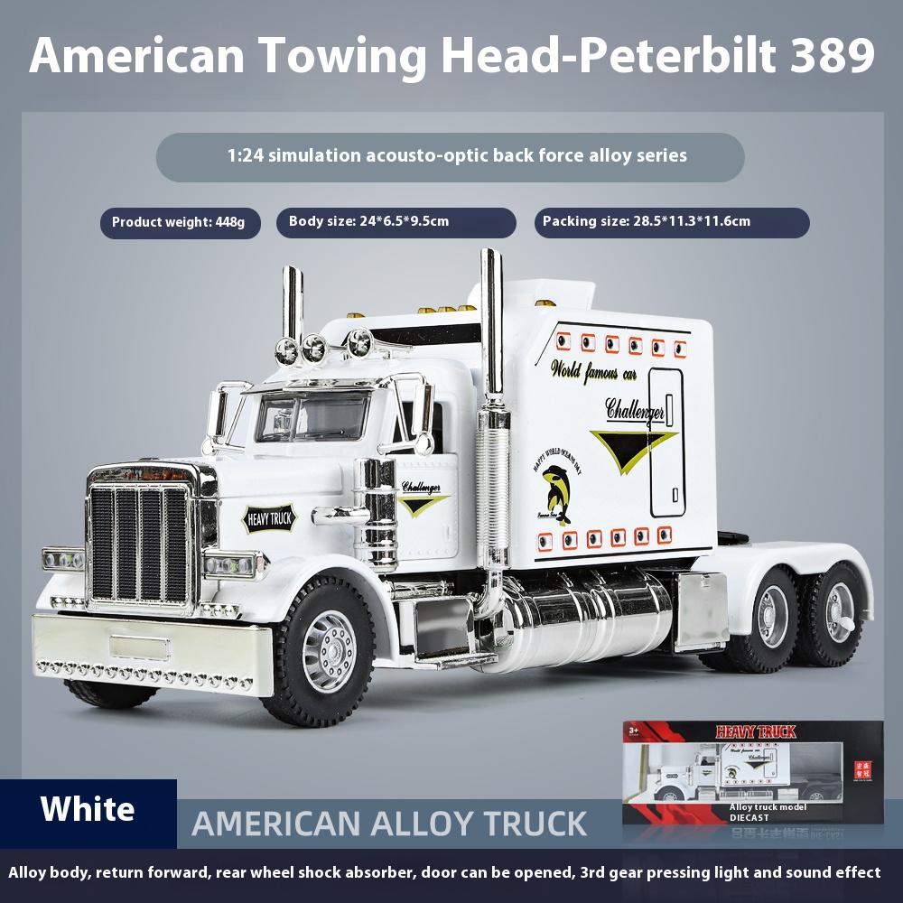 1:24 Peter Bilt 389 Semi-trailer Trailer Model Sound and Light Return Force Simulation Metal Toy Car Boy Alloy Car Ornament Gift