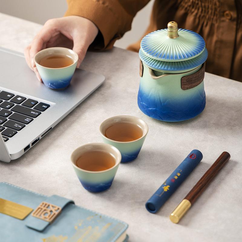 High-end travel ceramic tea set gift box portable express cup gift home office business gift