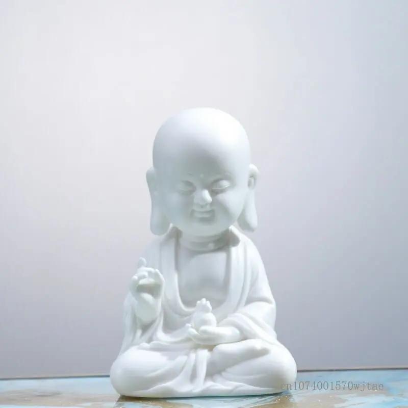 Ceramic Crafts Small Figurine For Home Living Room, White Porcelain Guanyin Tathagata Ksitigarbha Bodhisattva Buddha Statue, 1pc