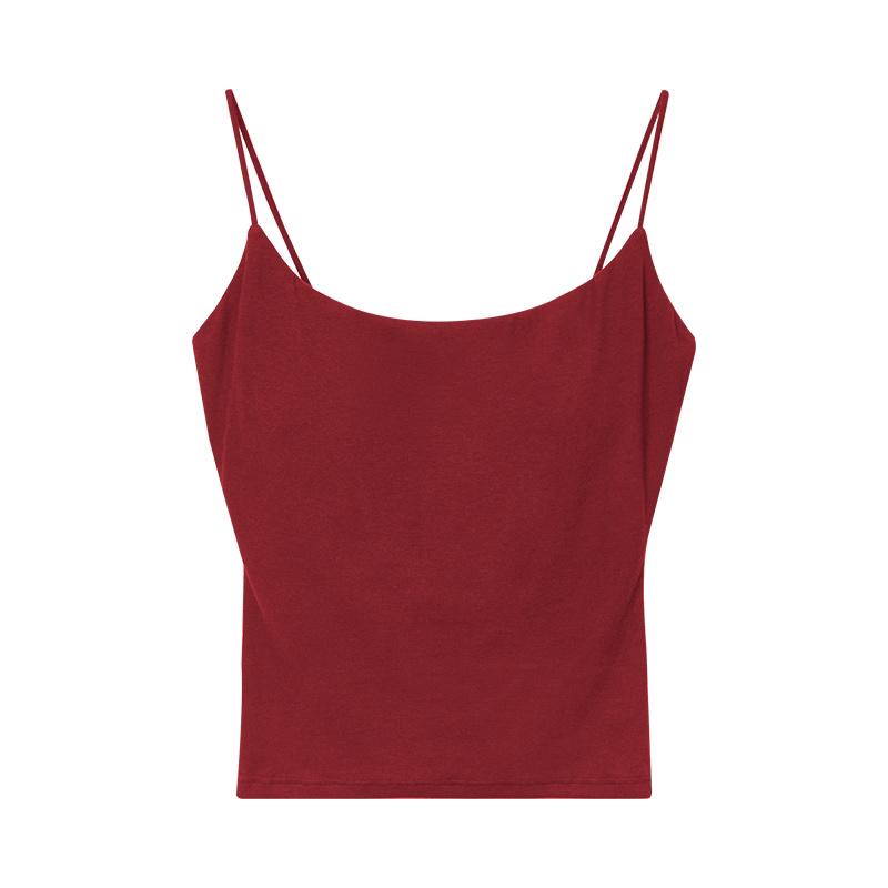Spring and summer round neck basic design, threaded groove strip, high elasticity, slimming effect, no need to wear bra, camisole, vest