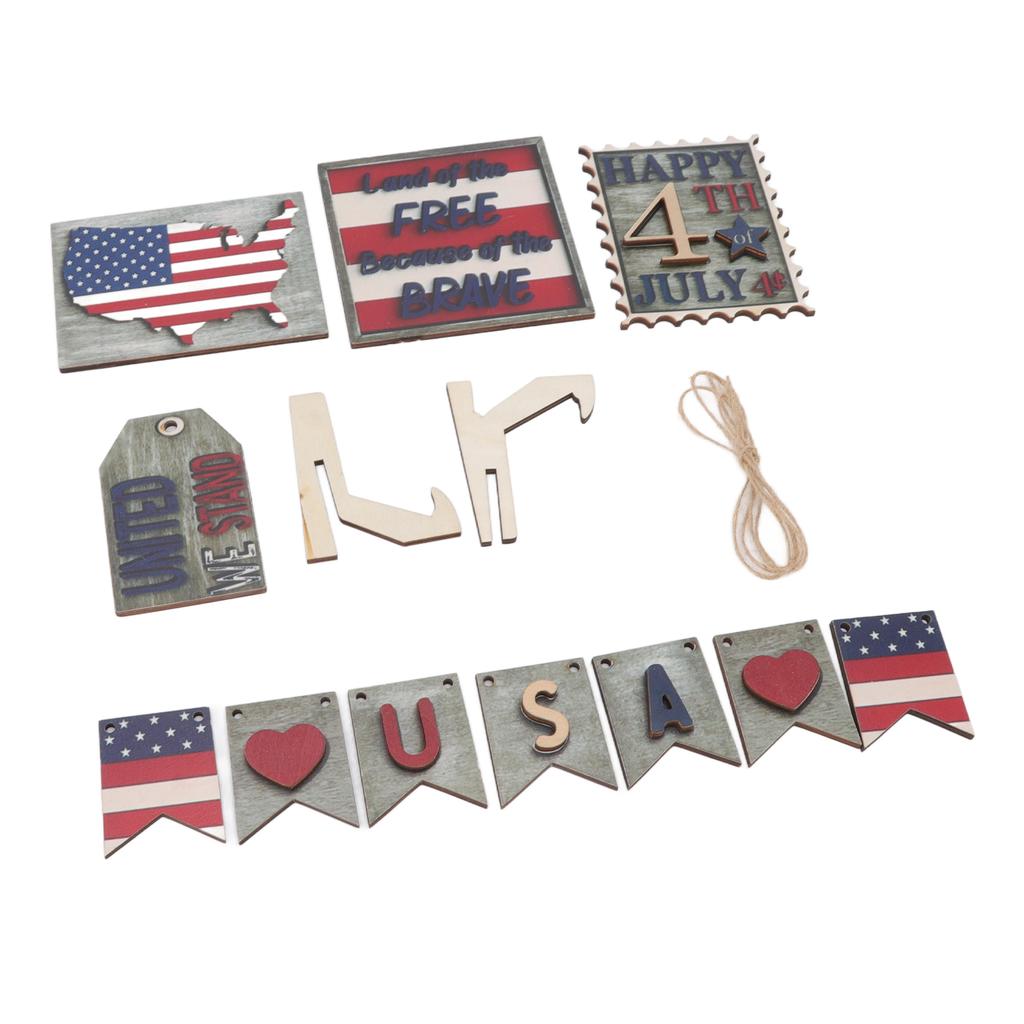 Independence Day Wooden Decoration Beautifully Designed Vibrant Colour Sturdy Patriotic Tray Wooden Ornament