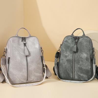Women's Backpack Anti-Theft Soft Leather Travel Bag Retro Solid Color Dual-Use Shoulder Bag