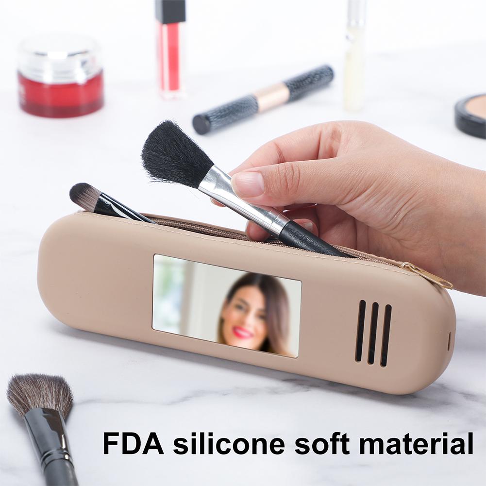 Silicone Makeup Brushes Holder Bag Zipper Make Up Brush Handbag Breathable Easy To Clean Protable Lightweight for Outdoor