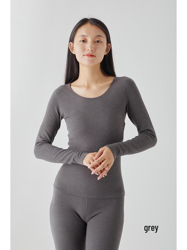 Women's Seamless Thermal Fleece Underwear Suit with Hyaluronic Acid - Slim Fit, Plus Size, Autumn Pants