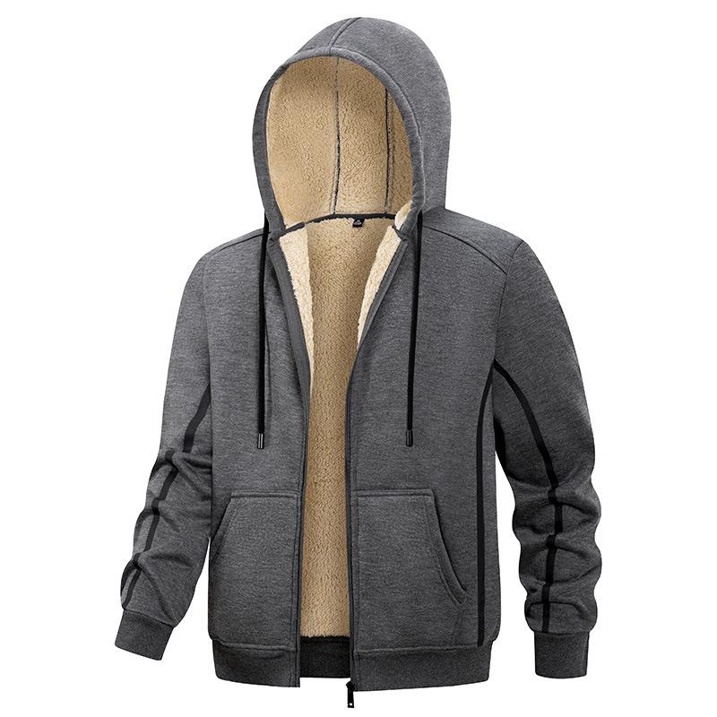 

Men s Autumn & Winter Thick Hooded Fleece Coat: Warm Velvet Sweatshirt XL сірий колір