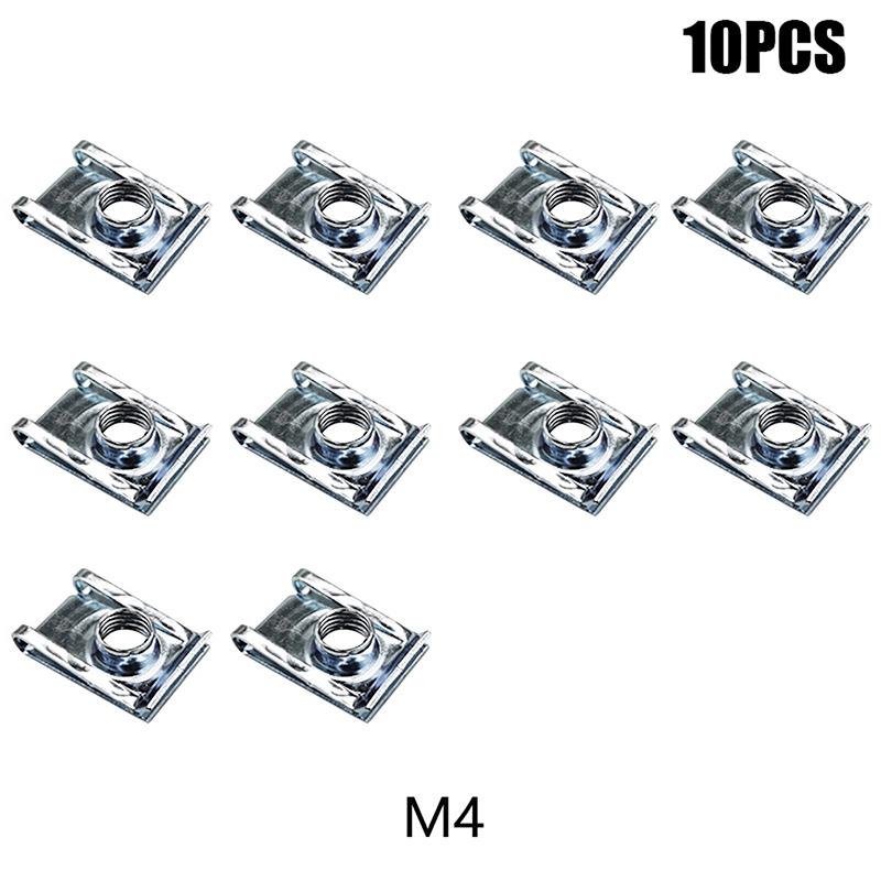 10Pcs M4/M5/M6/M8 Car Spring Steel U Type Clips With Thread Reed Nuts Auto Motor