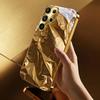 Metallic Paint Tempered Glass Phone Case for  Ultra Full Gold Electroplated Frame Crinkle Gold Foil Glossy Mirror Cover