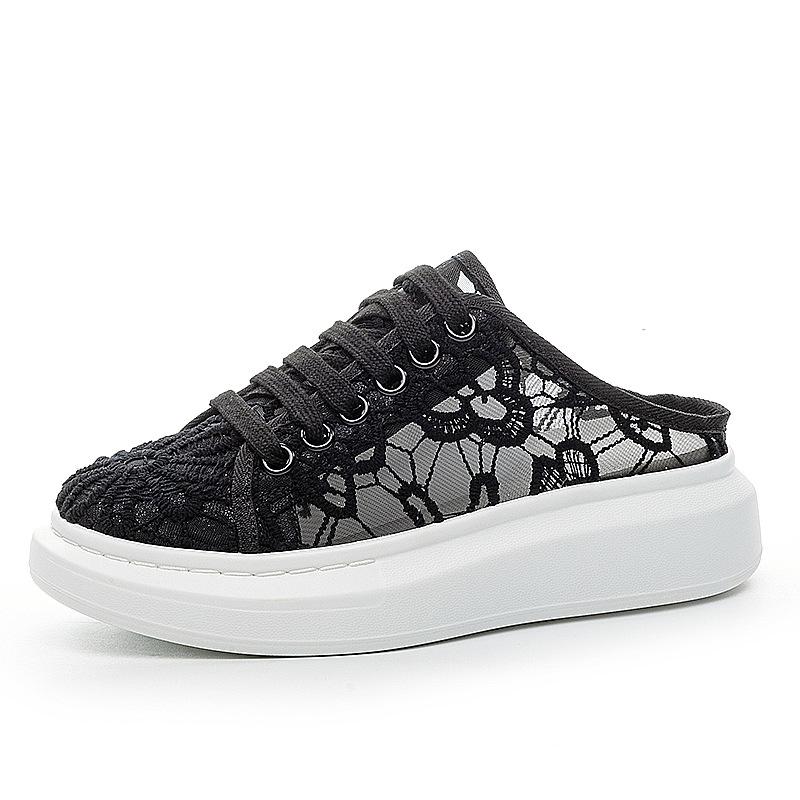 Xiaoxiangfeng fisherman shoes women's summer new lace flat-bottomed casual lazy bag head half slippers