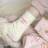 Rosa Australische Fleece Socken Verdickte Warme Socken Cartoon Gestreifte Niedliche Plüsch Haussocken