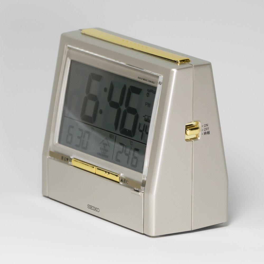 Seiko Clock TALK LINER Alarm Clock Voice Time Voice Bilingual Humidity Radio Light Gold Pearl DA206G SEIKO - Signal, Alarm, Switching, Calendar,