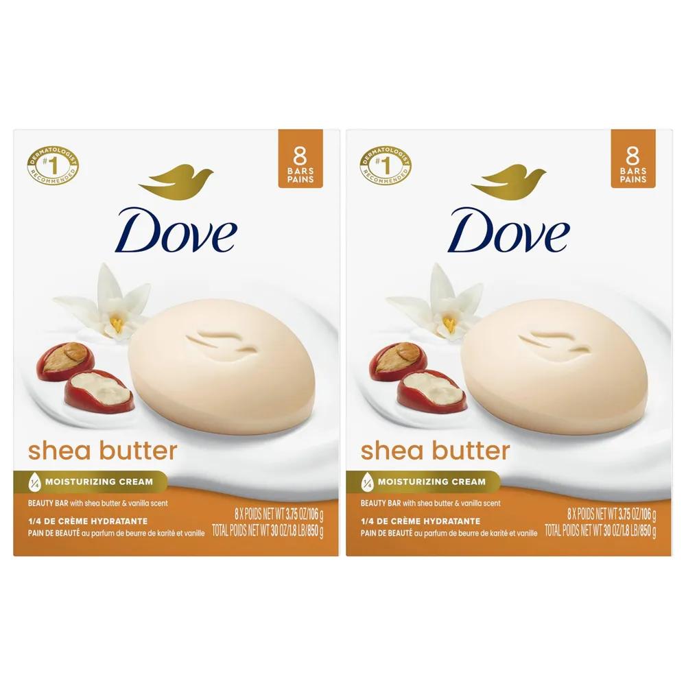 

Made in the USA Dove Beauty Bar Shea Butter Moisturizing Cream Soap 106g (2 packs of 8)
