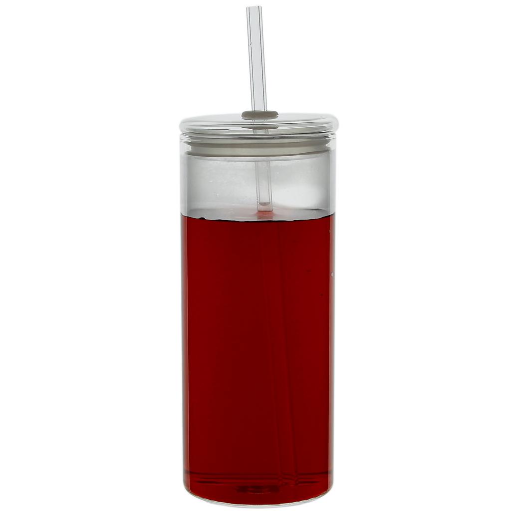 MUG GLASS BOTTLE BOTTLE WITH STRAW 600ml GLASS