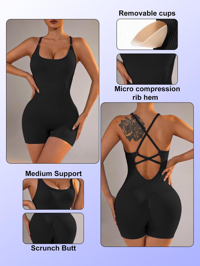 Women's Nude Feel Backless Yoga Jumpsuit - Spring/Summer Fit