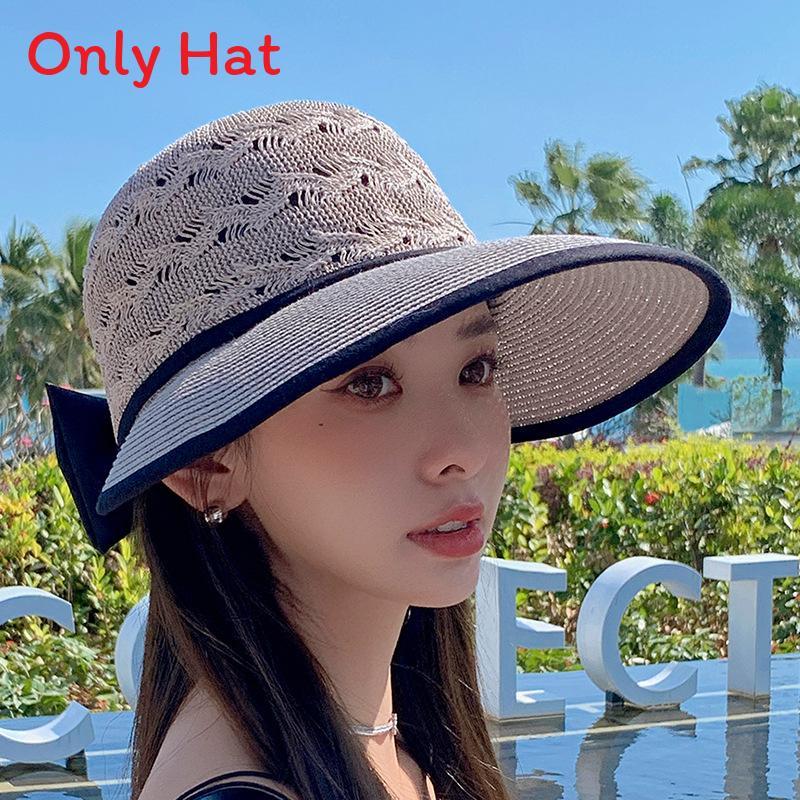 Modern Straw Hat With Large Brim For Sun Protection And Breathability Summer Outdoor Wear