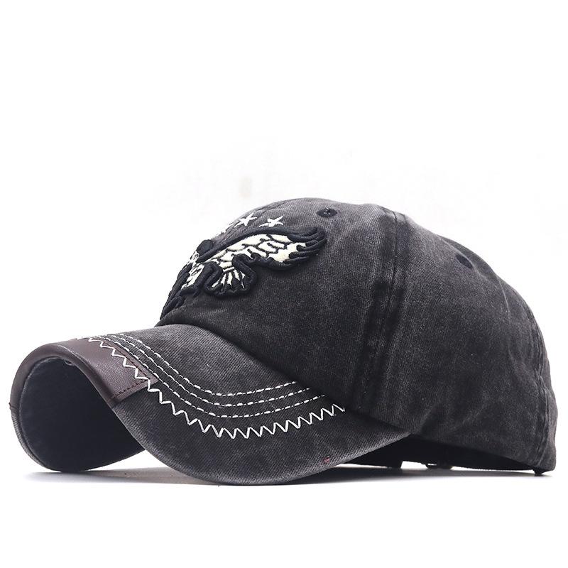 Vintage washed cowboy baseball hat men and women street embroidery eagle curved brim cap tide