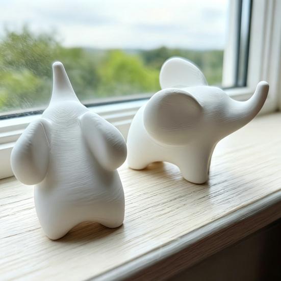 Cute Small Elephant Figurine 3D Printed Elephant Statue Minimalist Abstract Animal Sculpture for Living Room Bedroom Bookshelf Office Table Decor