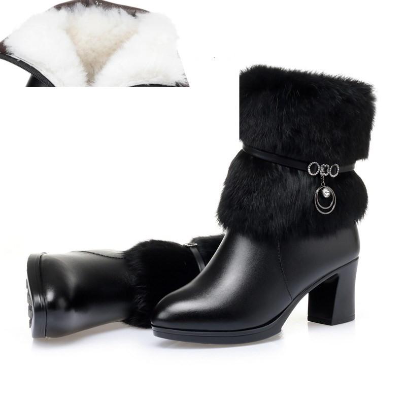 Fashion AIYUQI Women Winter Boots 2025 New Round Toe Fashion Women's Fashion Boots Natural Wool Lining Rabbit Fur Women Ankle Boots