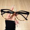 New European and American contrasting color splicing retro cat eye glasses American ultra-light large frame commuting classic versatile flat mirror