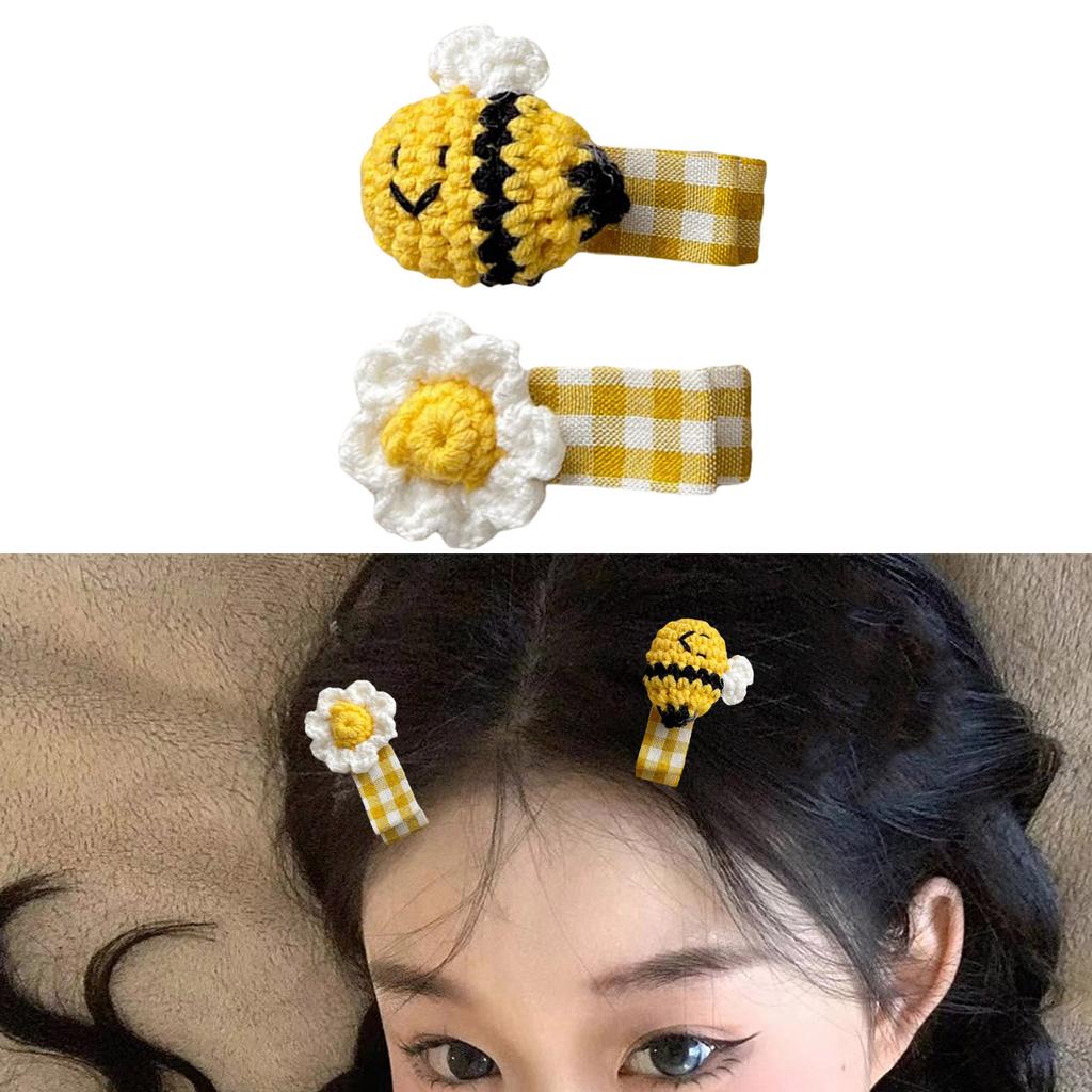 2PCS Honeybee Theme Hair Clip Set Korean Styles Hairpin Fashionable Hair Ornament Festival Decorative Hair Clip Hair Tie