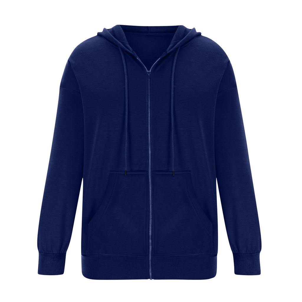 Cardigan con zip casual alla moda da donna con cappuccio e felpa colorata