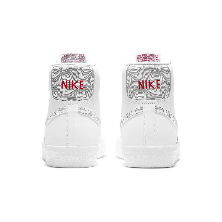Nike Blazer Mid 77 GS White Logo Print Kids Sneakers University-Red Black DJ4624-100
