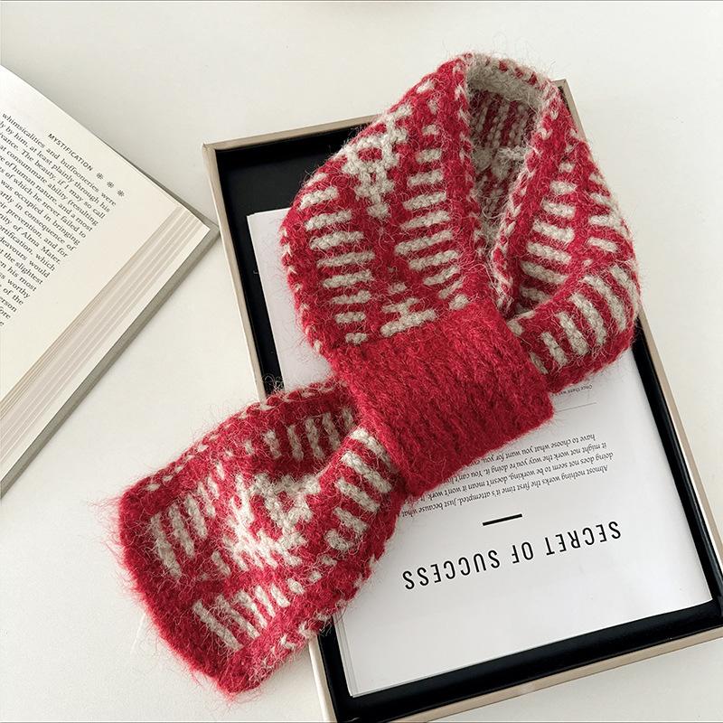 Scarf for Women Japanese and Korean Girls Two-color Knitted Warm Scarf