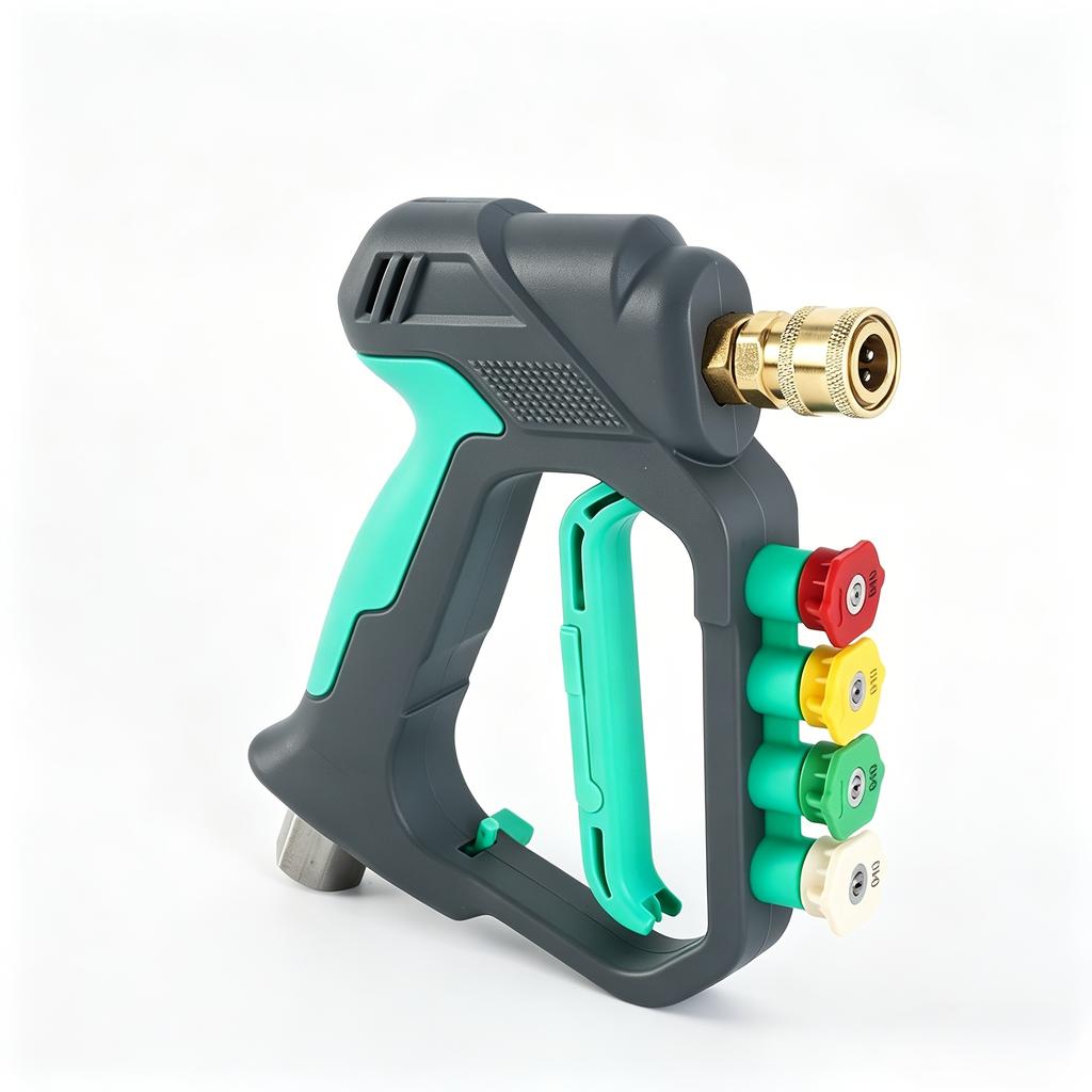 High Pressure Cleaning Gun with 4 Color-Coded Nozzles & Adapters, Ergonomic Handle, Universal for Most Pressure Washers