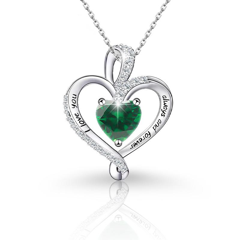 

Bestseller 12 Birthstone Rotating Heart Pendant Necklace: European & American Fashion, Versatile Clavicle Chain, Perfect for Couples.