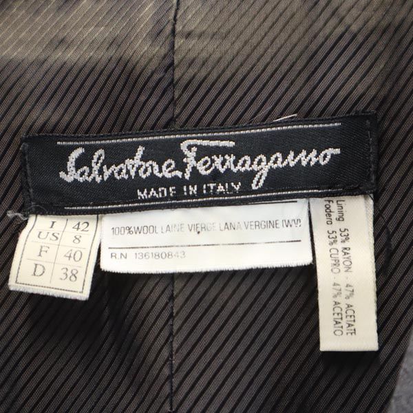 Salvatore Ferragamo Made In Italy Wool Stripe Suit Setup I 42 Gray Women Used