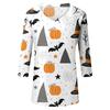 Women's Casual Halloween Print V Neck Top Three Quarter Sleeve Lightweight Blouse for Fall Seasonal Wear