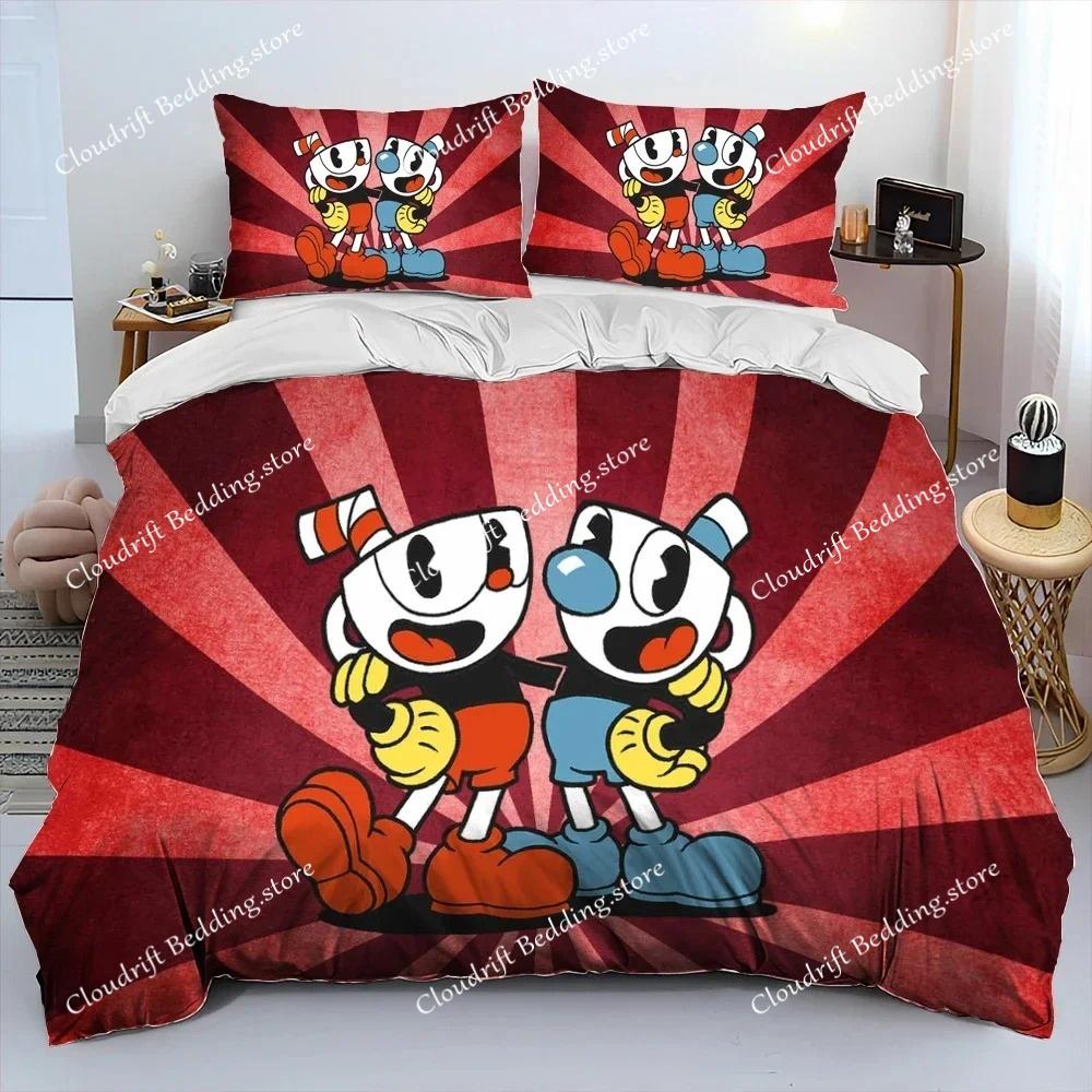 3D Print Game Cuphead Mugman Bedding Set Duvet Cover Bed Set Quilt Cover Pillowcase Comforter king Queen Size Boys Adult