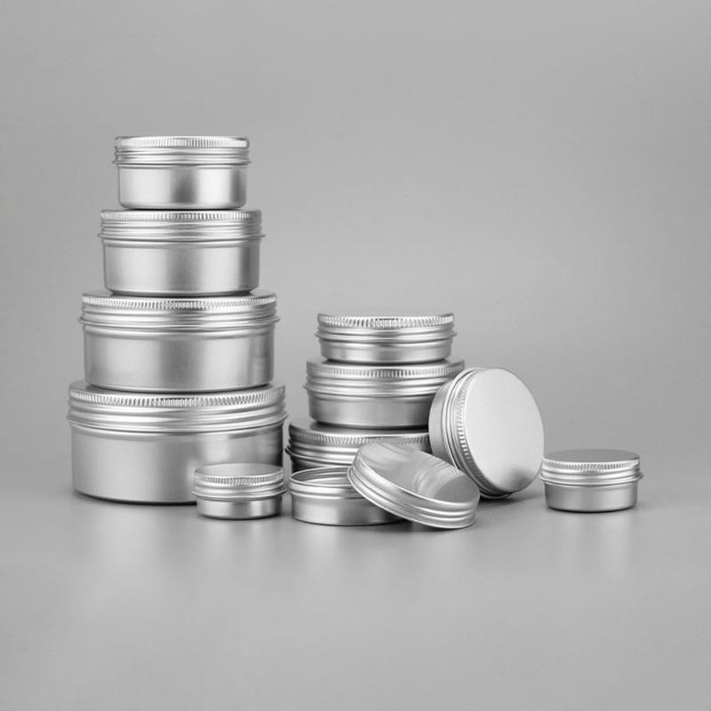 50PCS 10g 30g 50g 100g Aluminum Tin Jars Empty Cosmetics Container Metal Candle Jars with Lids Lip Balm Pot Face Eye Cream Box