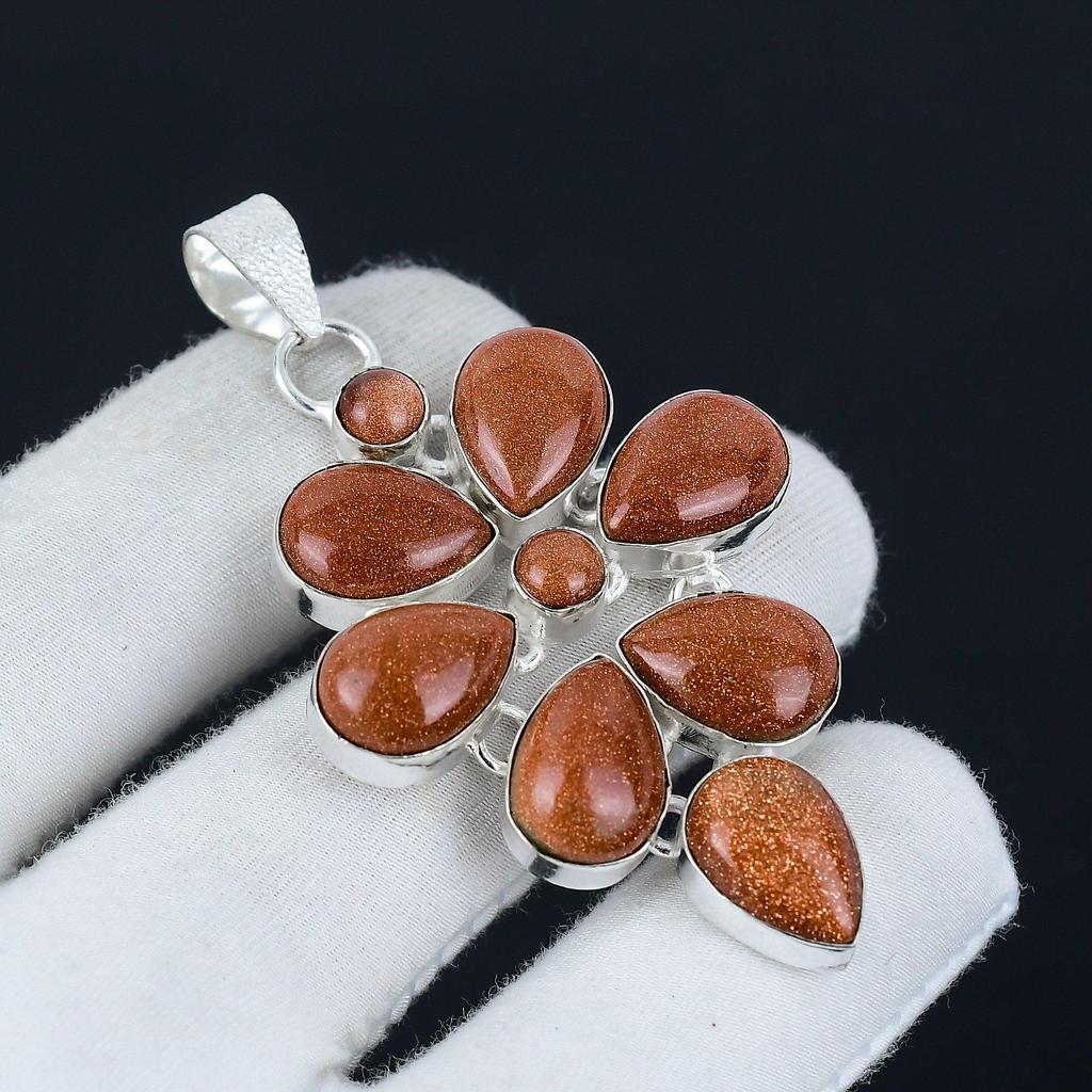 Natural Red Sunstone Moonstone Gemstone Pendant In 925 Sterling Silver - Handmade Flower Design, Perfect for Gifts, and Everyday Wear Jewelry Gifts