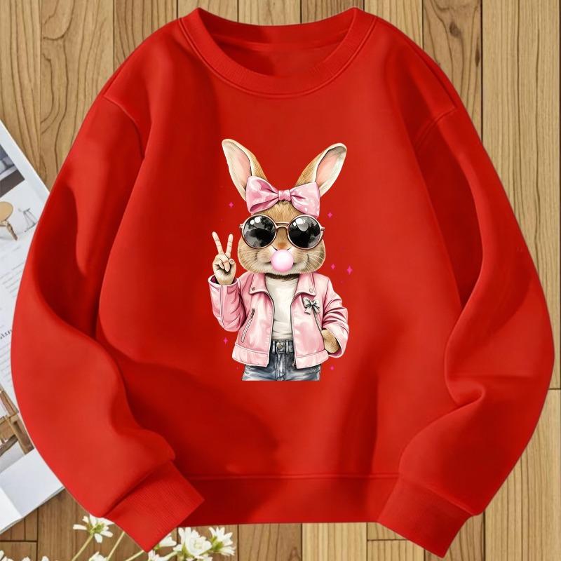 Kids Round Neck Hoodie Fashion Print Versatile Top