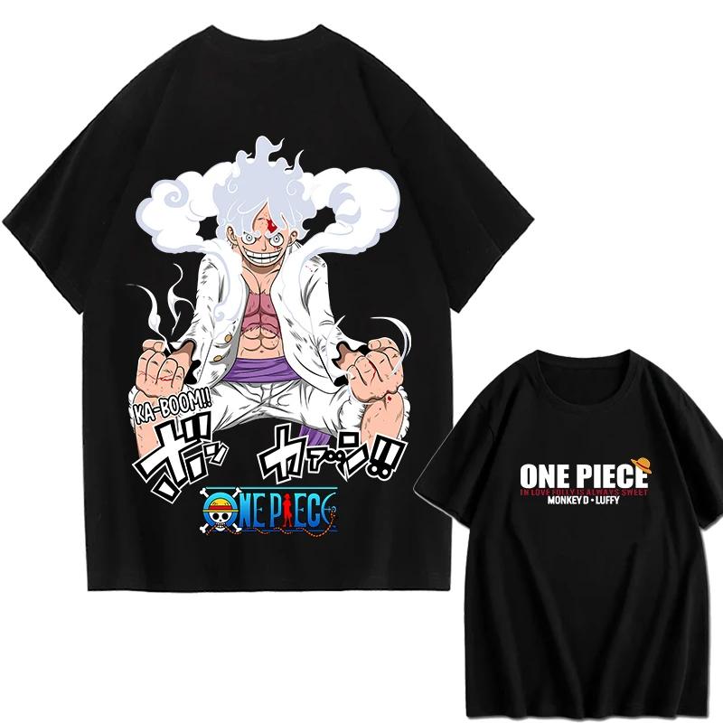 ONE PIECE Zoro Luffy Gear 5 Printed Loose Short-sleeved Cotton T-shirt Summer Tide Pure Cotton Unisex Parent-child Clothing