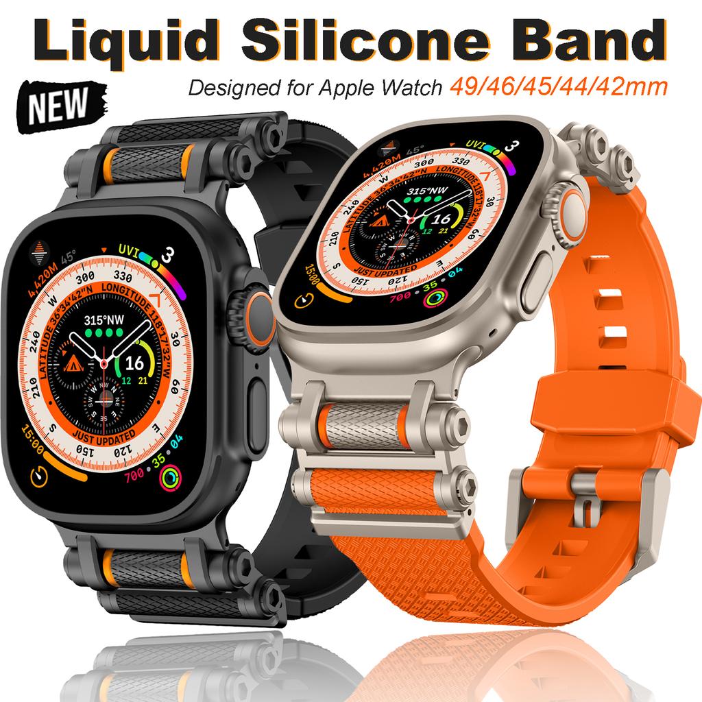 Rubber Sports Band for Apple Watch Ultra 2 49mm Series 10 9 8 7 Se 6 5 Strap for IWatch Ultra 46mm 45mm 44mm Luxury TPU Bracelet