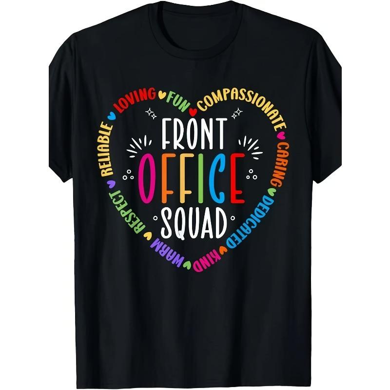 Европейские размеры Мужская и Женская Милая Школьная Секретарь Администрация Благодарность Фронт-офис Команда Графическая Футболка S чёрный