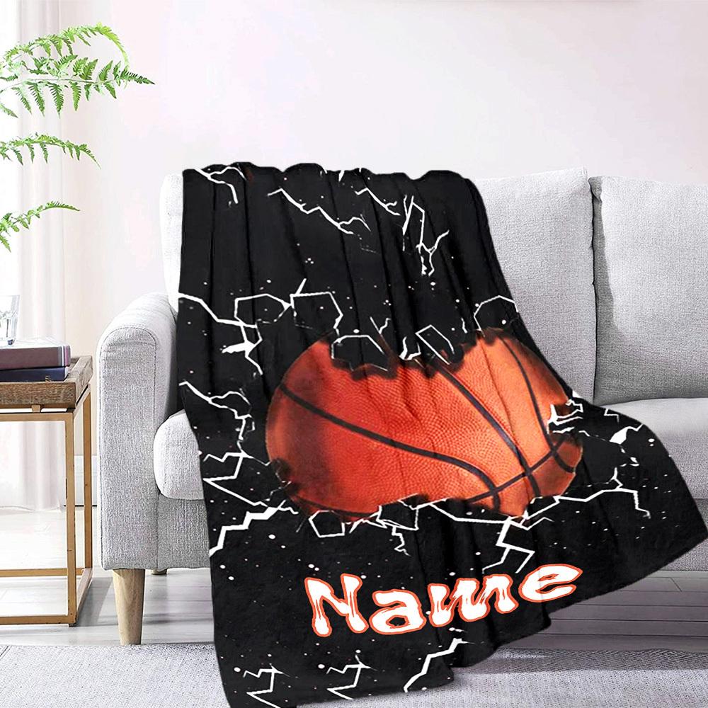 Basketball Player Silhouette Home Blanket Customize Your Names Soft Comfortable Lightweight Allseason Multipurpose Blanket For Picnics Sofas Offices