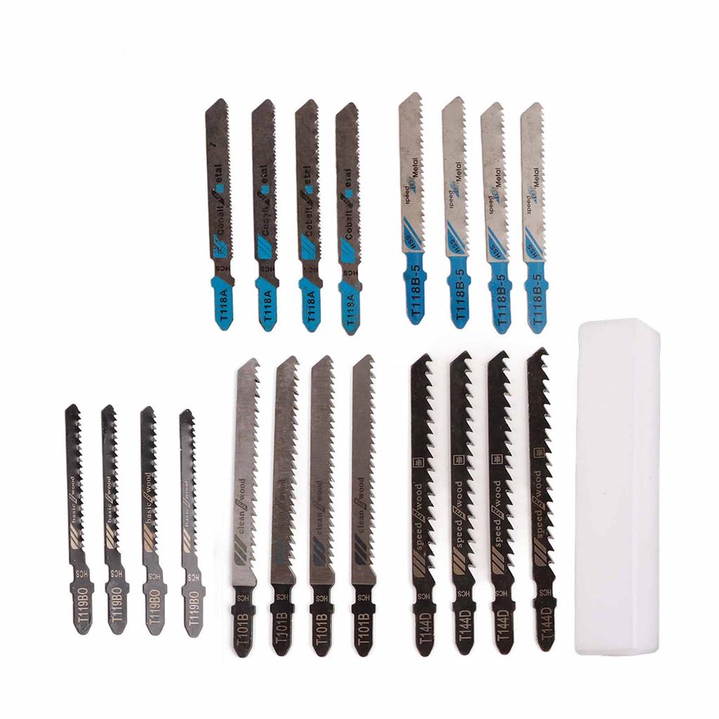 20 Stück Stichsägeblätter Set HSS T-Schaft Klar Schnellschneidende Stichsägeblätter für Holz Metall