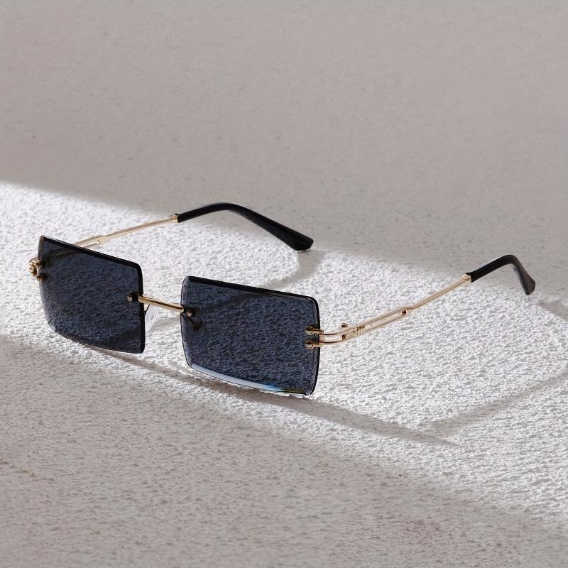 3 piece Set of Fashionable Square Frameless Rectangular Metal Fashion Glasses Suitable for Both Men and Women